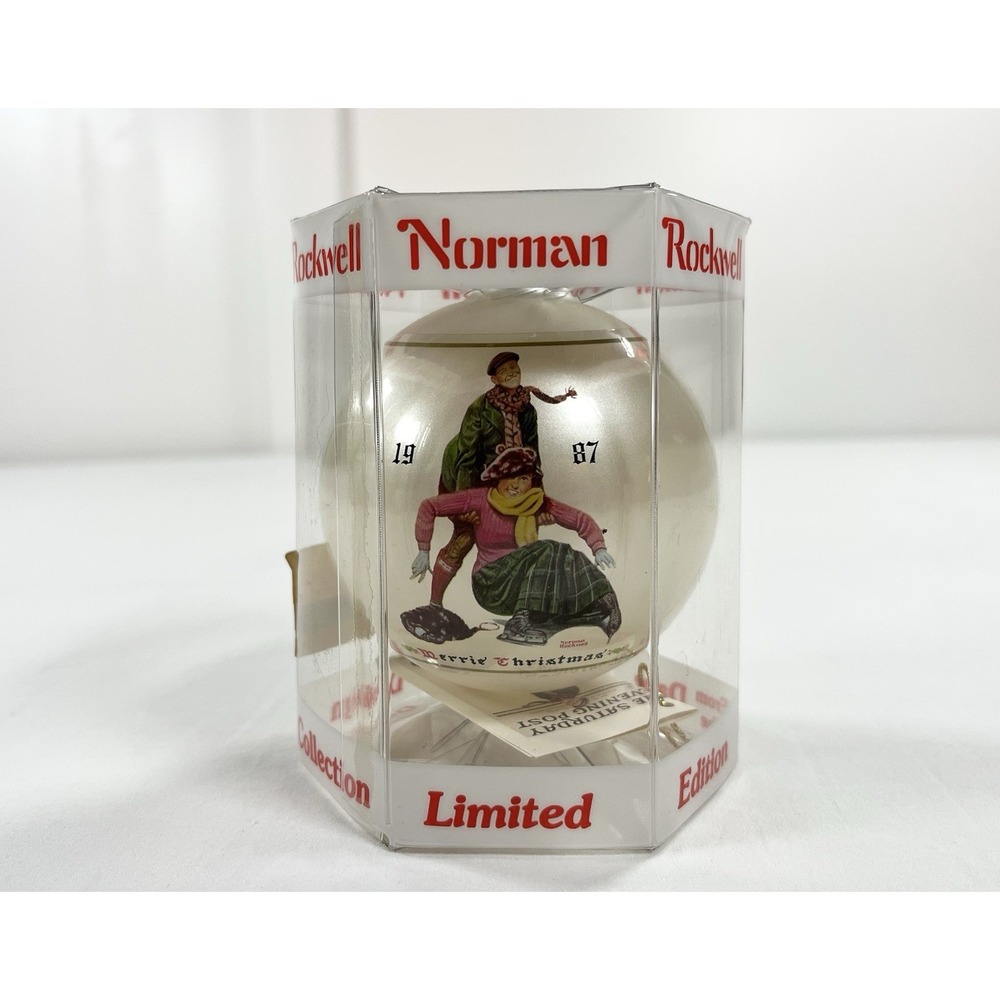Vintage 1987 Norman Rockwell Skating Lesson Ornament Dave Grossman 13th Ed Box‎